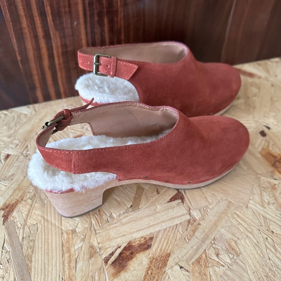 Madewell - Marlo slingback clogs in suede (rust) with shearling - Picture 8 of 9